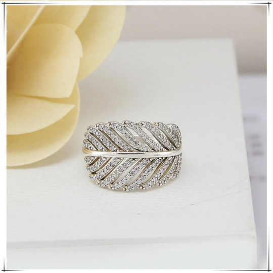 Rings 925 Silver Shining Leaves Cz For Women Engagement Fashion Jewelry