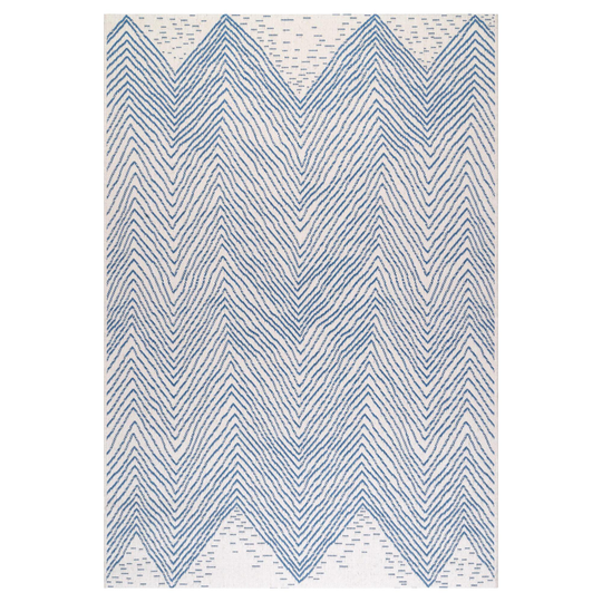 Blue And White Chevron Destin Indoor Outdoor Patio Rug: Blue/White - 5' x 8' by World Market