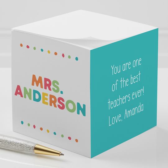 Teacher's Classroom Personalized Paper Note Cube, Teacher Gift, Appreciation, Decor, Office Gifts, Back To School Gifts