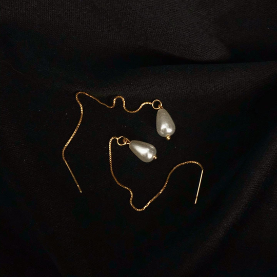 Pearl Drop Threader Earrings