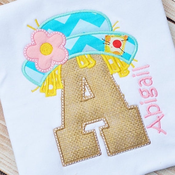 Personalized Girly Scarecrow Initial Applique Shirt Or Bodysuit For Boy Girl