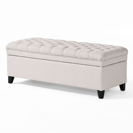 Best Selling Home Decor Juliana Midcentury Light Gray Polyester/Polyester Blend Rectangle Integrated Storage Ottoman | 296870