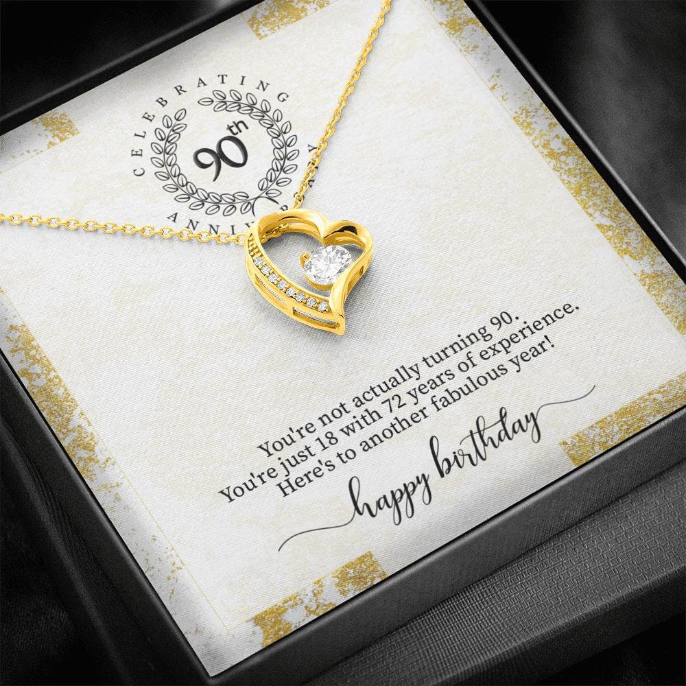 Personalized 90Th Birthday Necklace For Mom Grandmother Gift 14K White Gold