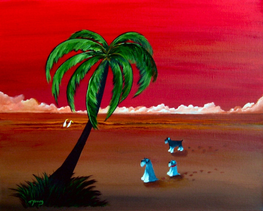 Family Vacation Schnauzer Dog Print By Todd Young