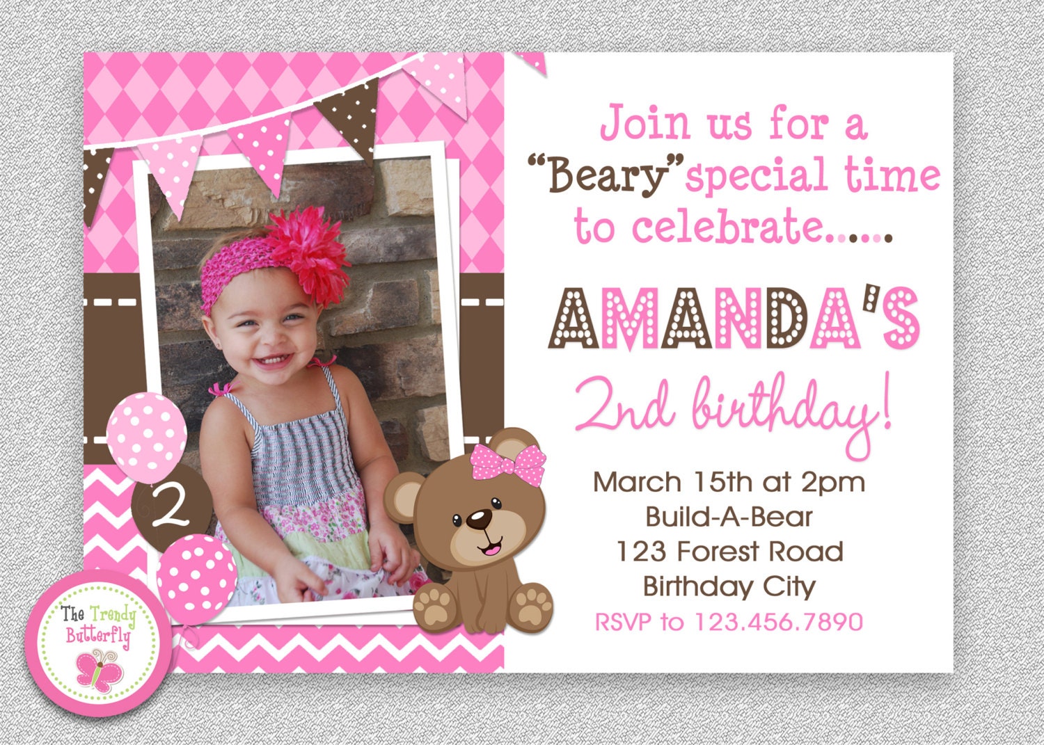 Bear Birthday Invitation , Teddy Party