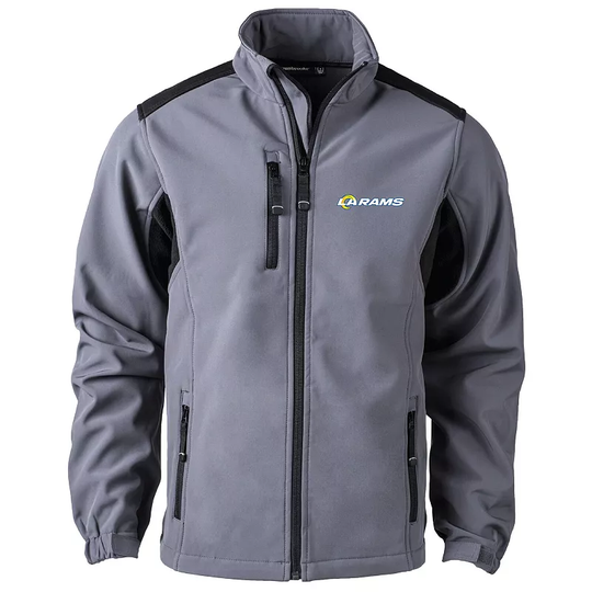 Men's Dunbrooke Charcoal Los Angeles Rams Circle Softshell Fleece Full-Zip Jacket, Size: 4XL, LAR CHARCO