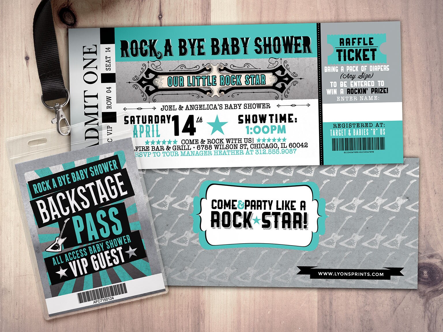 Rock Star Concert Ticket Baby Shower Invitation-Coed Invitation- Rock Couples - Digital File