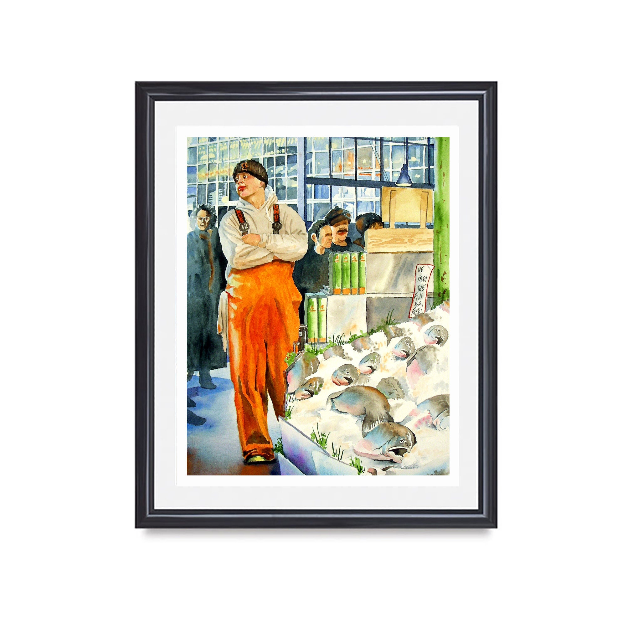 Kitchen Fine Art, Fish Painting, Northwest Seattle Wall Seafood, Market Pike Place
