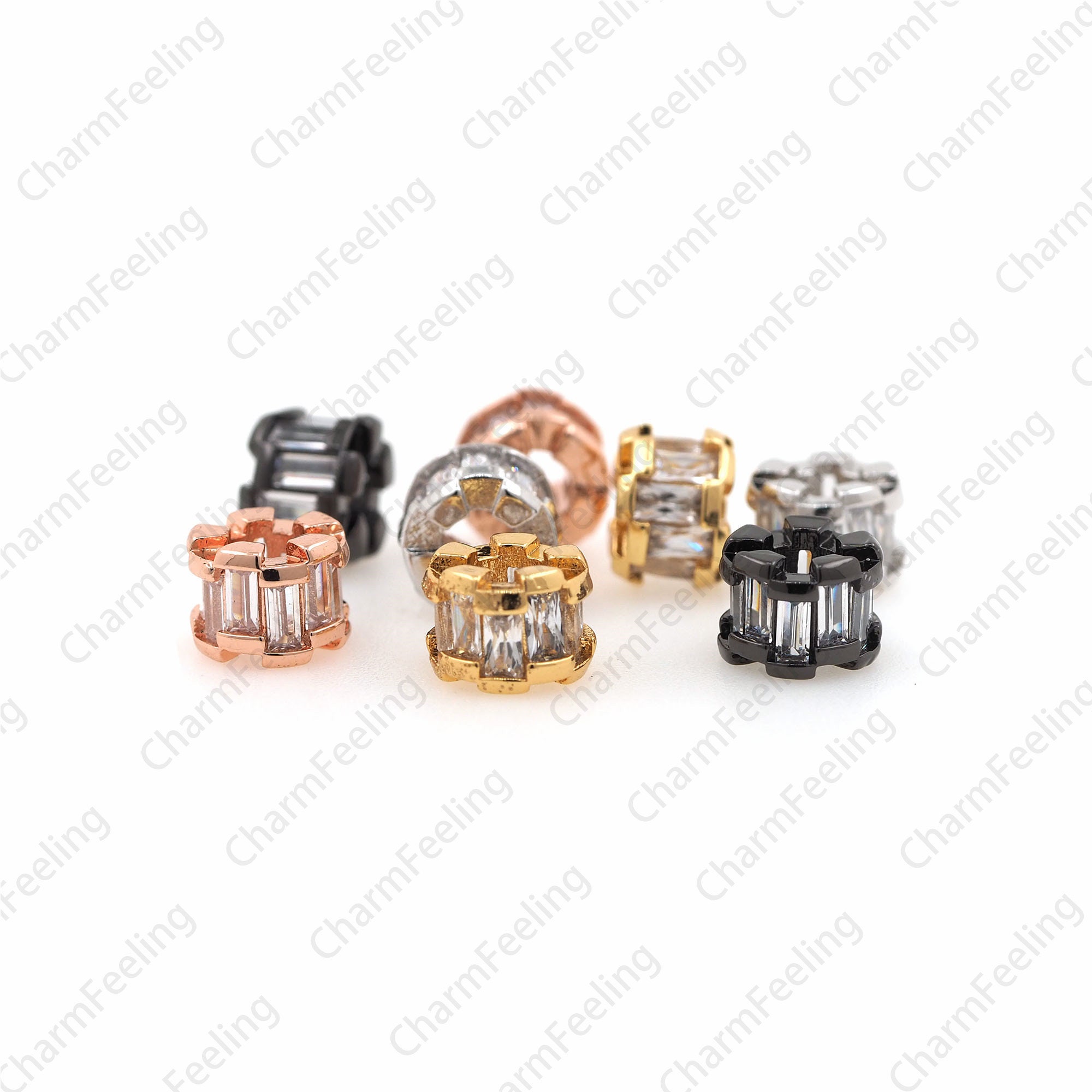 Cz Oblate Spacer Beads, Large Hole Tube Used For Bracelet/Necklace Jewelry Making Supplies 8.66mm 3.7mm 1Pcs