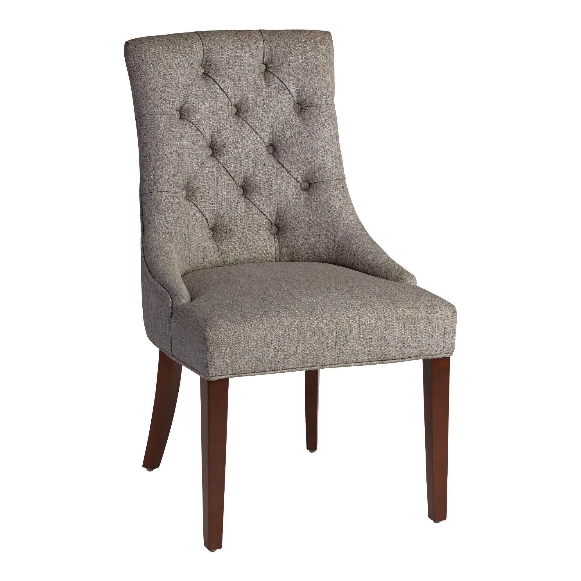 Tufted Esmerelda Upholstered Dining Chair: Brown/Natural/Wood/Cream - Polyester by World Market