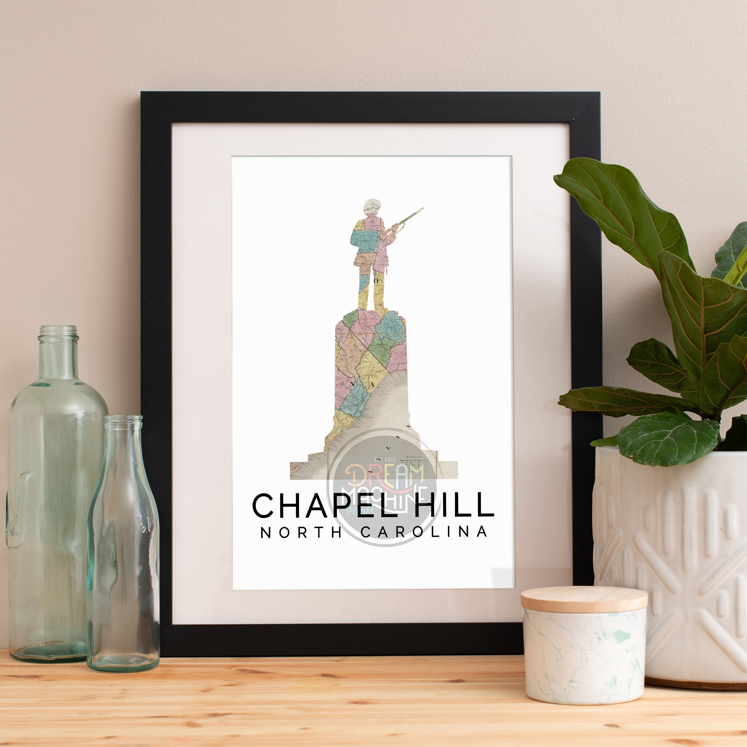 Chapel Hill Print, Skyline, Art, Poster, Watercolor, Art Map