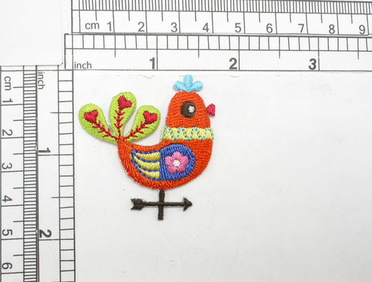 Rooster Weather Vane Iron On Patch Applique Fully Embroidered Measures 1 9/16" Across X 3/4" High