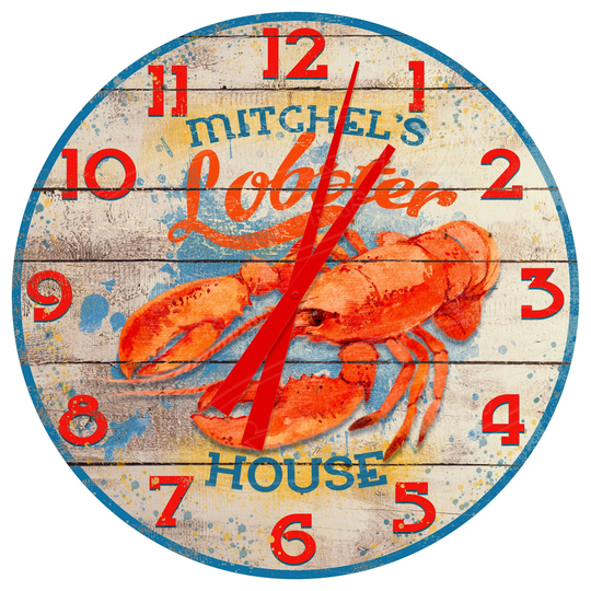 Lobster House Clocks, Seafood Wall Crab Shack Decor, Restaurant Custom Themed Clocks