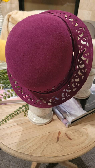 Vintage Ladies Geo W. Bollman & Co Inc Doeskin Felt 100% Wool Hat Plum Boho Hat