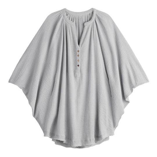 Gray Balloon Sleeve Lounge Tunic Top: White by World Market