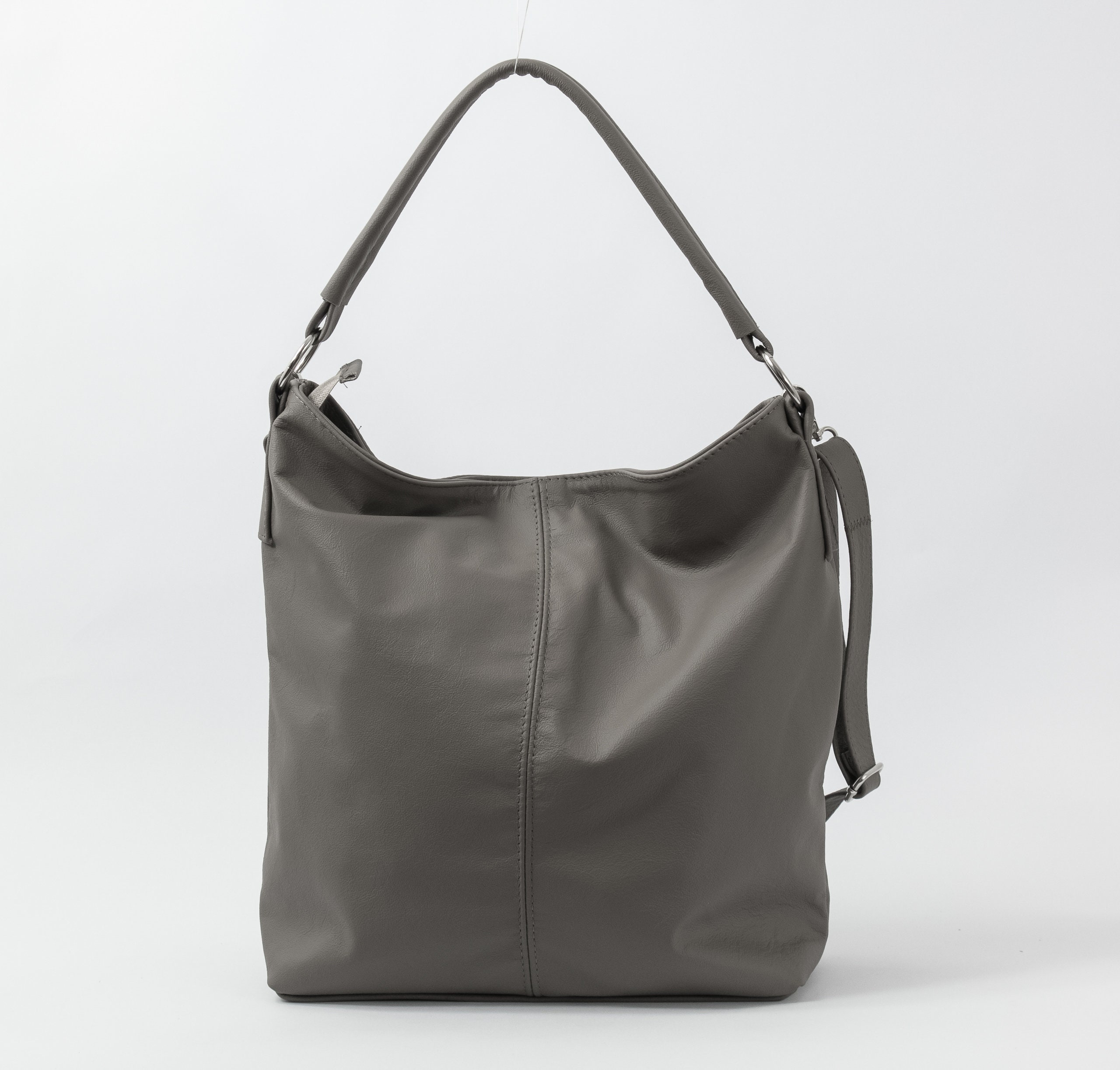 Leather Hobo Bag, Light Gray Leather Handbag, Crossbody Bag, Everyday Tote Laptop Shoulder Hobo Gift, Hh