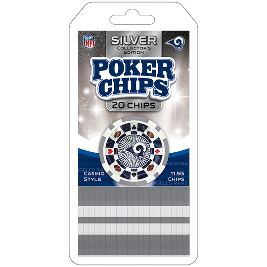 MasterPieces Casino - NFL Los Angeles Rams - 20 Piece High Quality Team Poker Chips Silver Edition