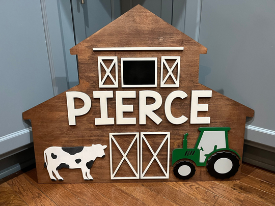 Baby Name Sign | Nursery Cowboy Custom First & Middle Farm