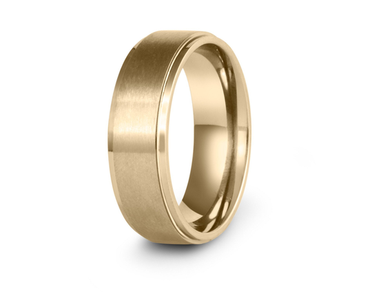 The Decorah 14K Stepped Edge Wedding Ring