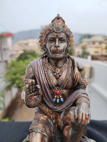 Lord Hanuman Statue - 7.4" Bajrangbali Monkey God Ram Bhakt Hindu Idol Of Strength, Bhakti Victory Devotion Celibacy For Altar Temple