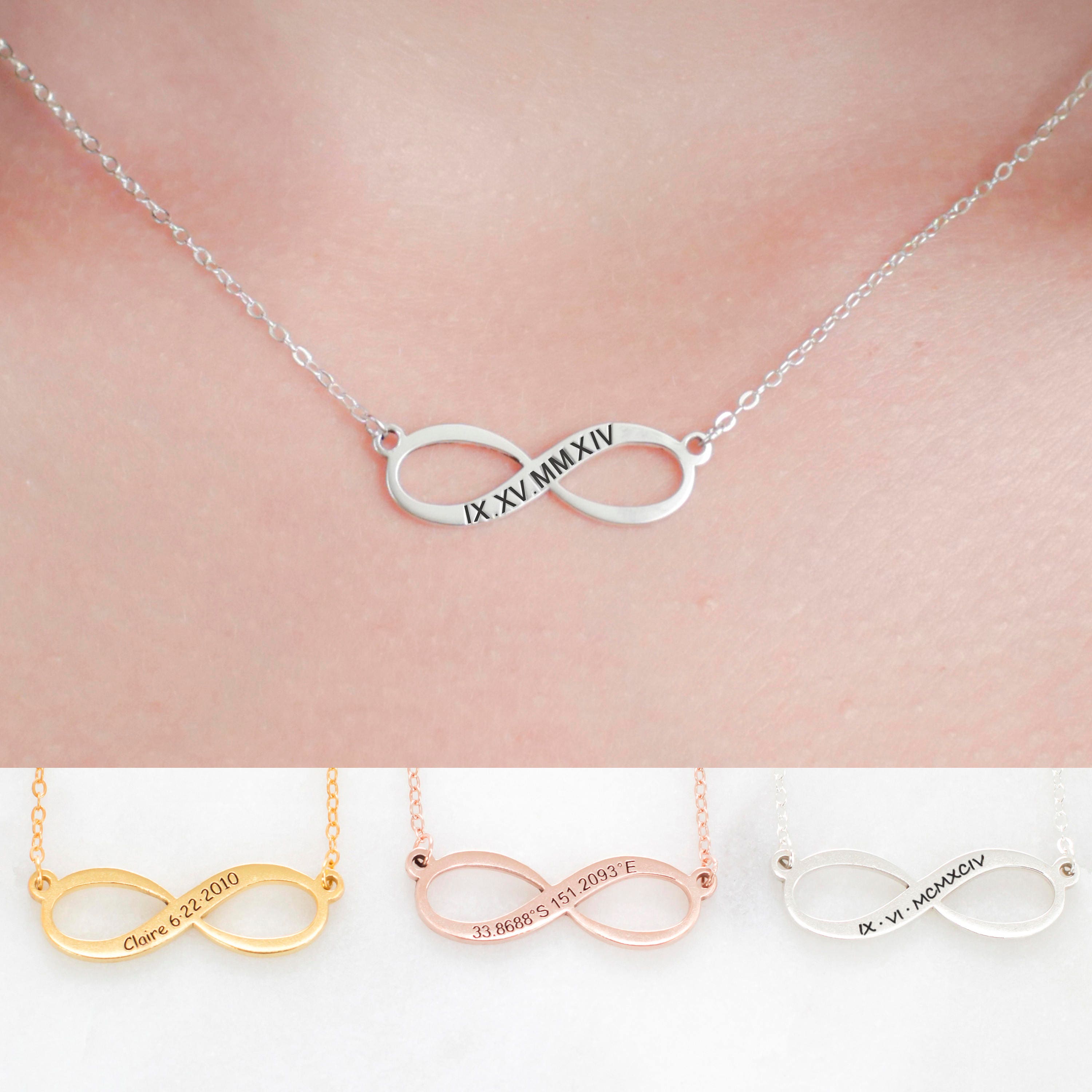 Infinity Jewelry Silver Summer Necklace Custom Family Sisters Charms Personalized Gift Mothers Gifts Nm36F30