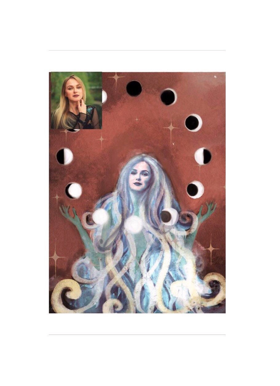 Custom Witch Portrait/Custom Moon Phases Art Witch Gift