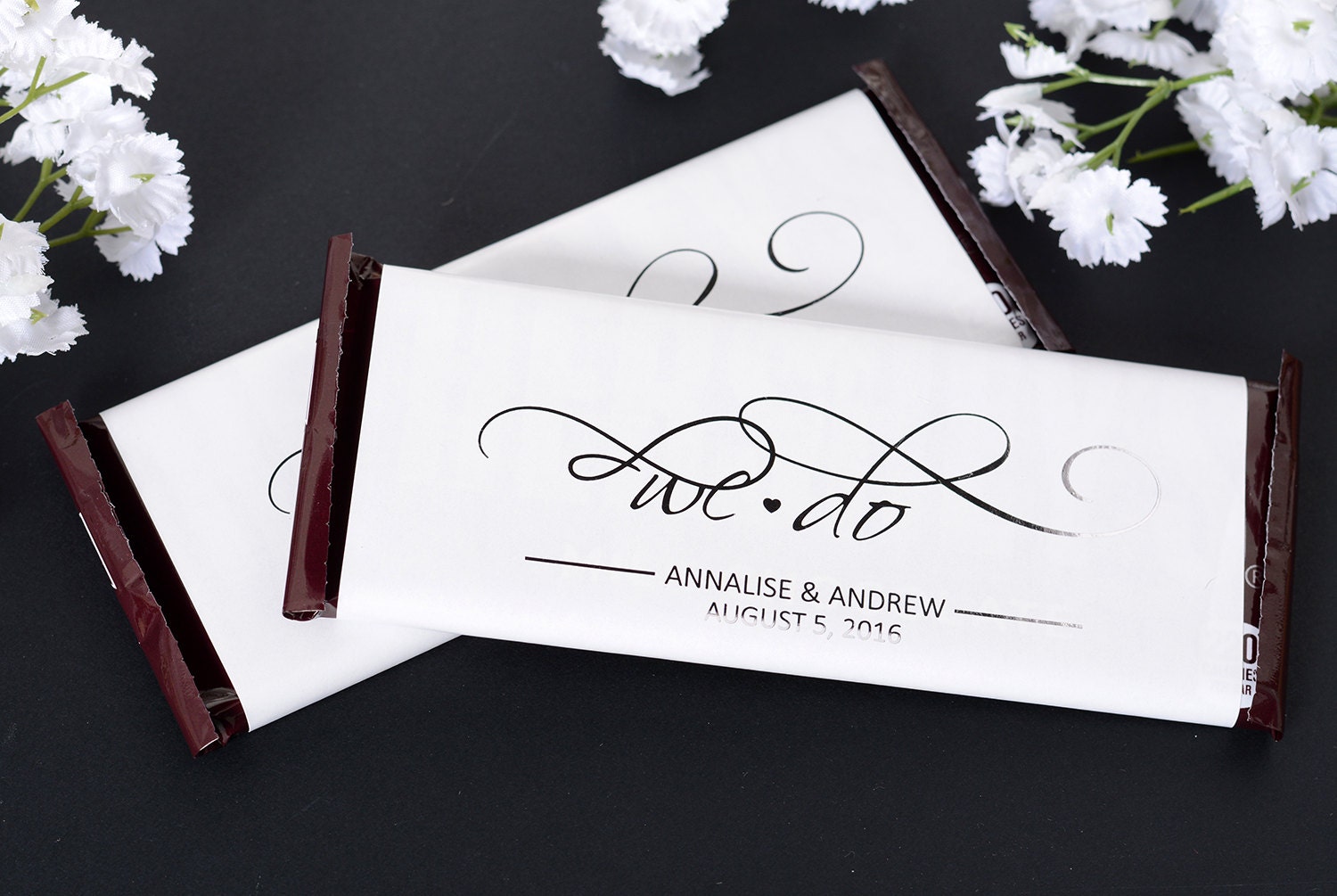 Wedding Candy Wrappers - Metallic Foil Chocolate Bar Wrappers We Do Labels Custom Stickers #wdihb-209