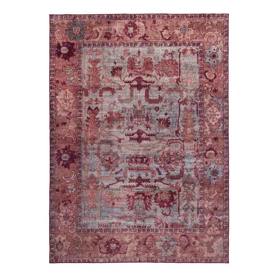 Purple and Sage Green Persian Style Washable Area Rug: Pink/Purple - Polyester - 5' x 8' by World Market
