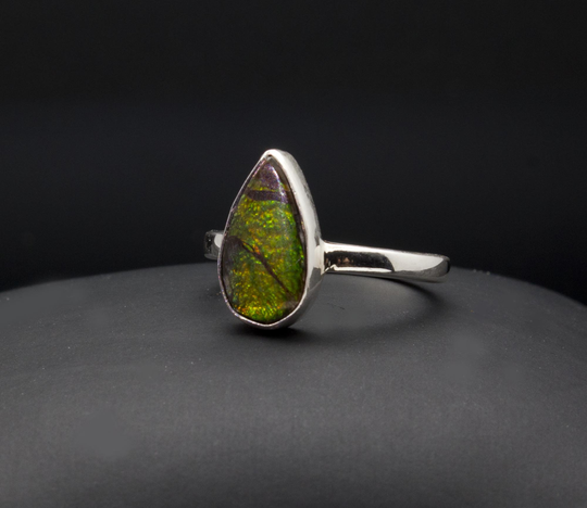 sterling Silver Ammolite Ring Size 6