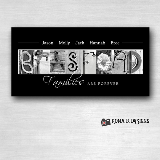 Family Name Print - Gift For Blended Adoption Realtor Closing Personalized Name Sign Unframed