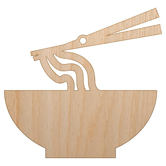 Pho Ramen Noodle Bowl Solid Unfinished Craft Wood Holiday Christmas Tree Diy Pre-Drilled Ornament