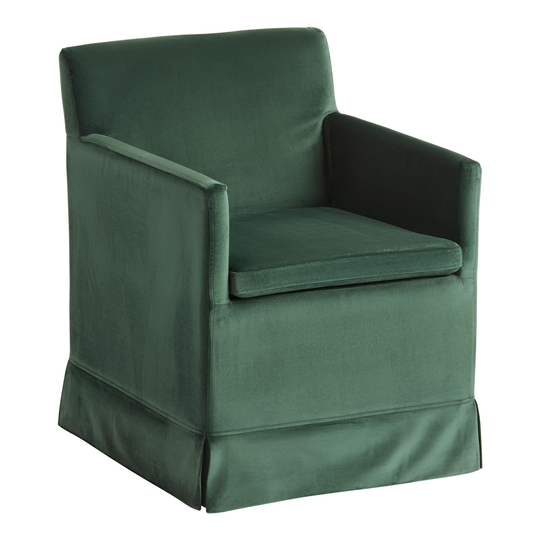 Emerald Velvet Elena Upholstered Rolling Dining Armchair: Green - Fabric by World Market
