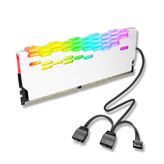 RA2 Memory Radiator Efficient Widely Compatible Aluminum Alloy 5V ARGB Desktop Computer RAM Cooler for Home - white