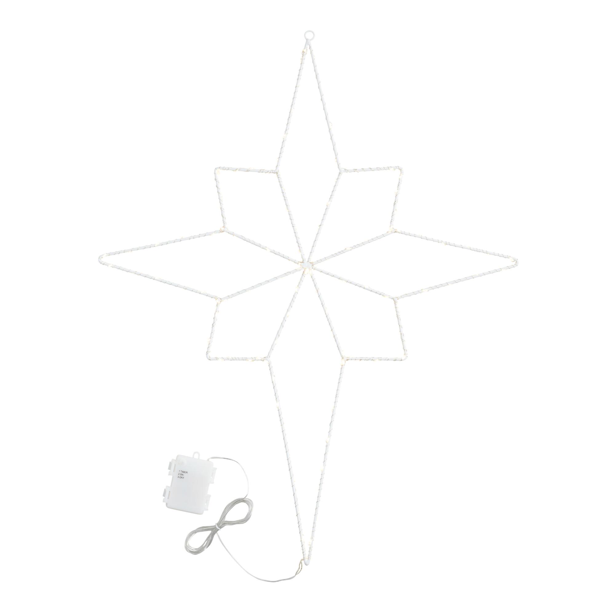 White Metal Diamond Star Battery Operated LED Decor - Large by World Market