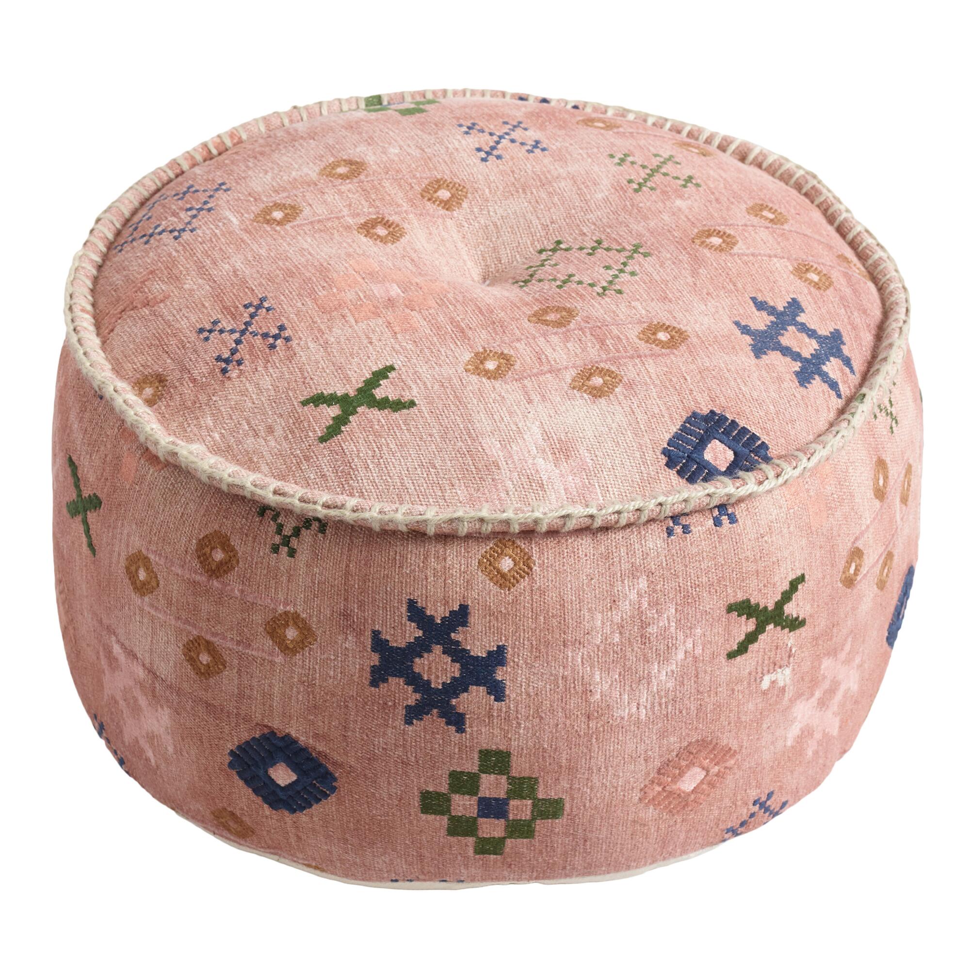 Blush Abstract Symbols Pouf: Pink by World Market