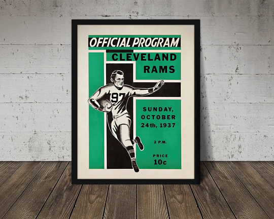 1937 Cleveland Rams | Los Angeles Rams Football Program Print - Vintage