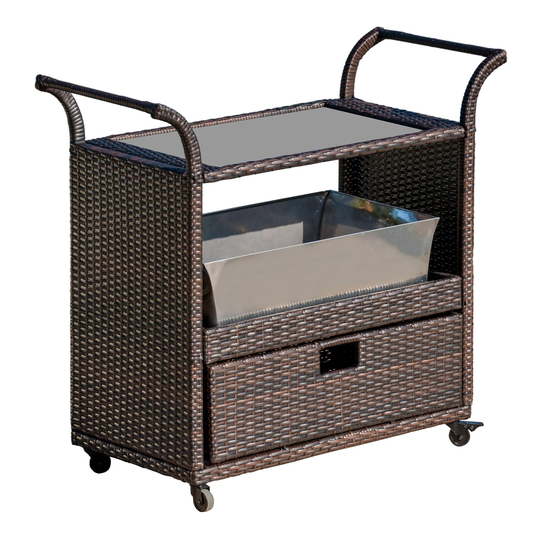 All Weather 2 Tier Lesley Outdoor Patio Bar Cart with Ice Bucket by World Market