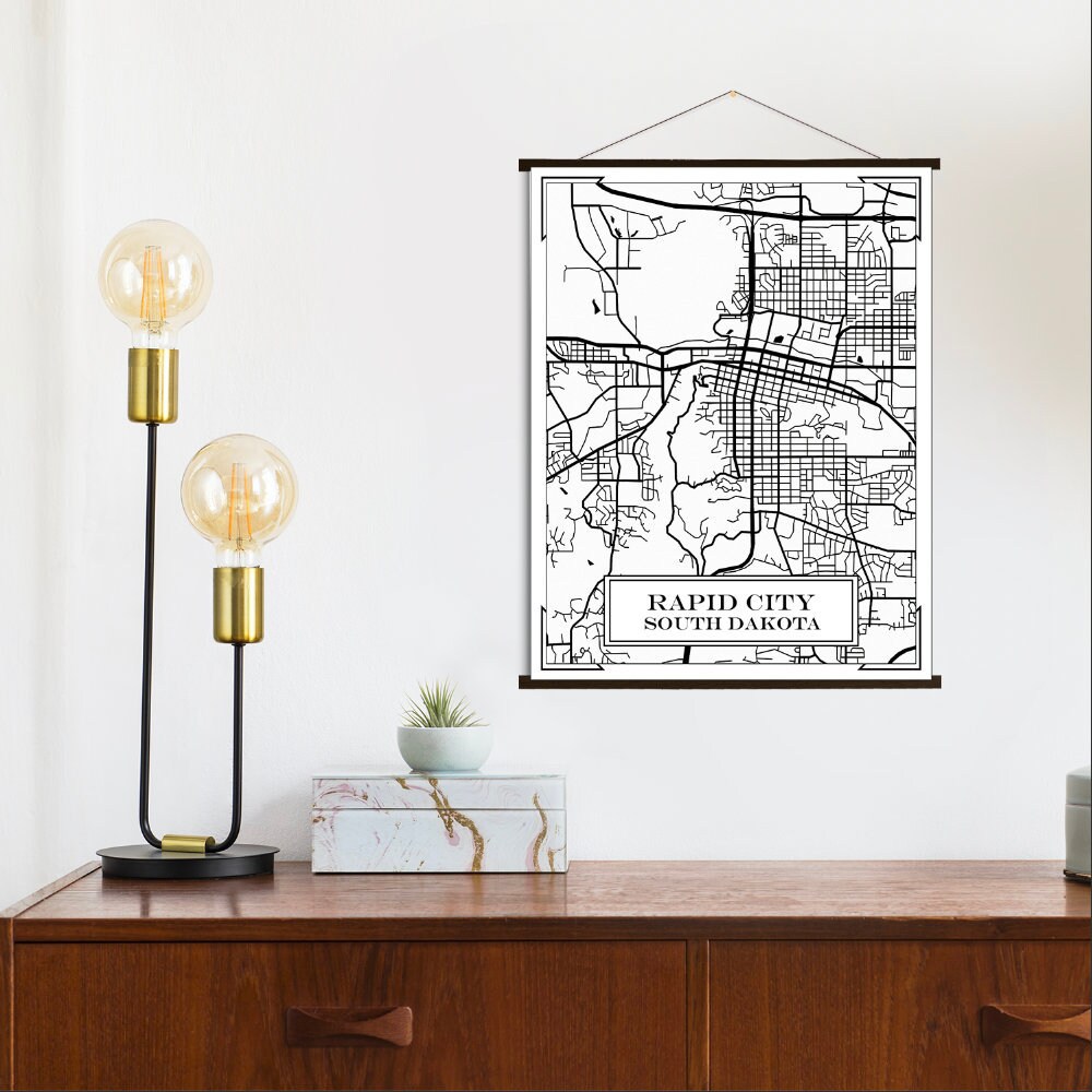 Rapid City South Dakota Street Map | Hanging Canvas Of Printed Marketplace