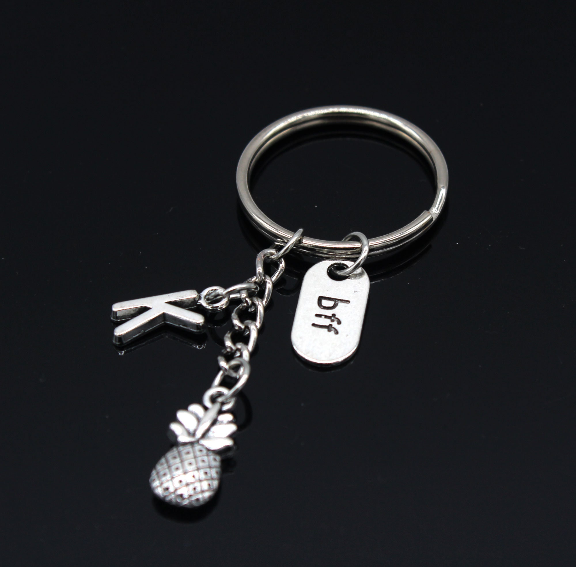 Pineapple Keychain.intial Keychain, Fruit Keychain, Food Keychain, Bff Keychain.best Friend Keychain.personalized Gift
