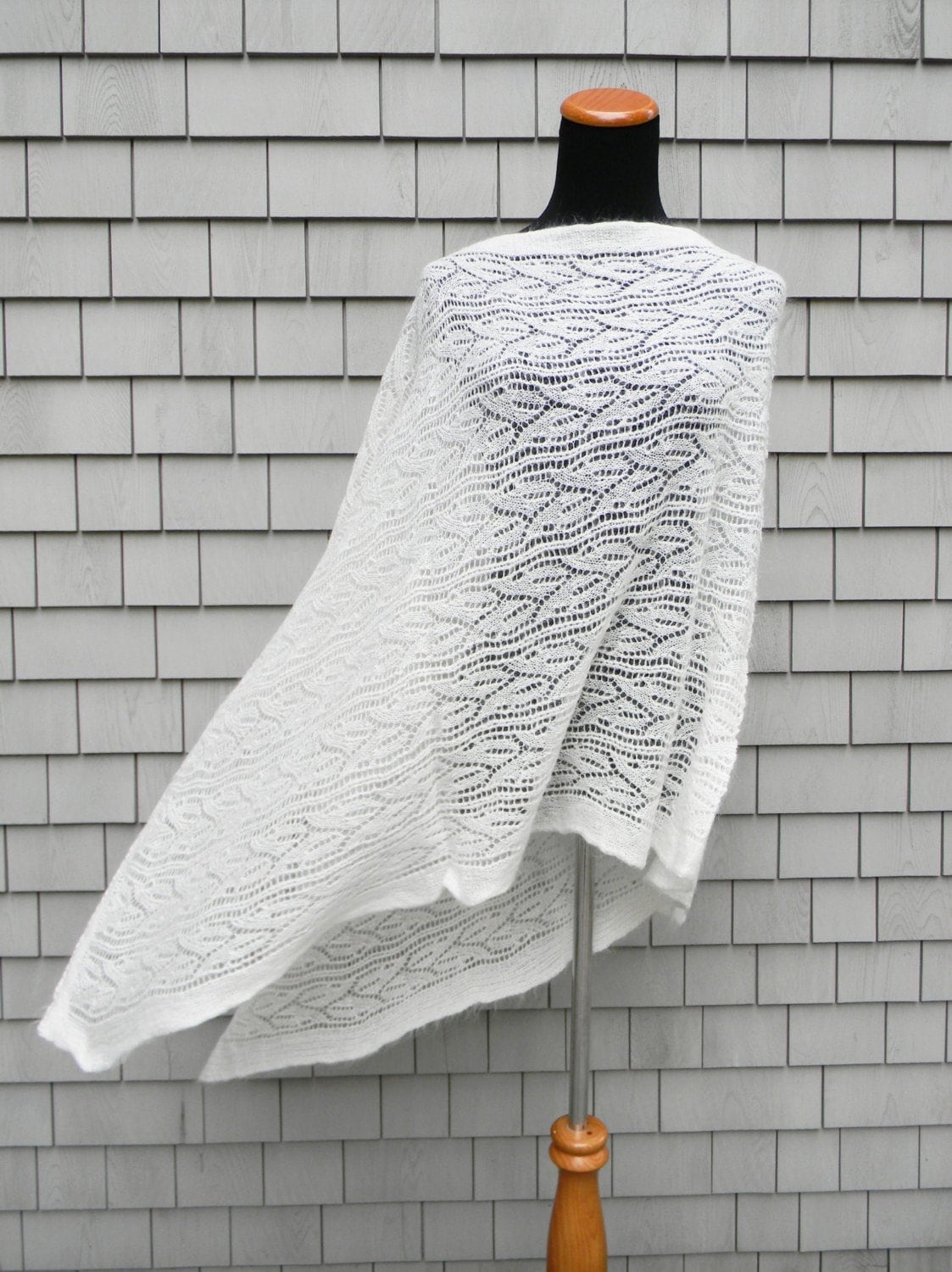 Mohair-Blend Poncho - "Tuscan Wedding Poncho' Softest Mohair Blend, Cut-Out Design Travel Essential