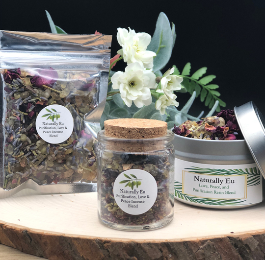 Purification Love & Peace Incense Blend | Ethiopian Frankincense Resin, Lavender, Juniper, Rose Petal Naturally Eu