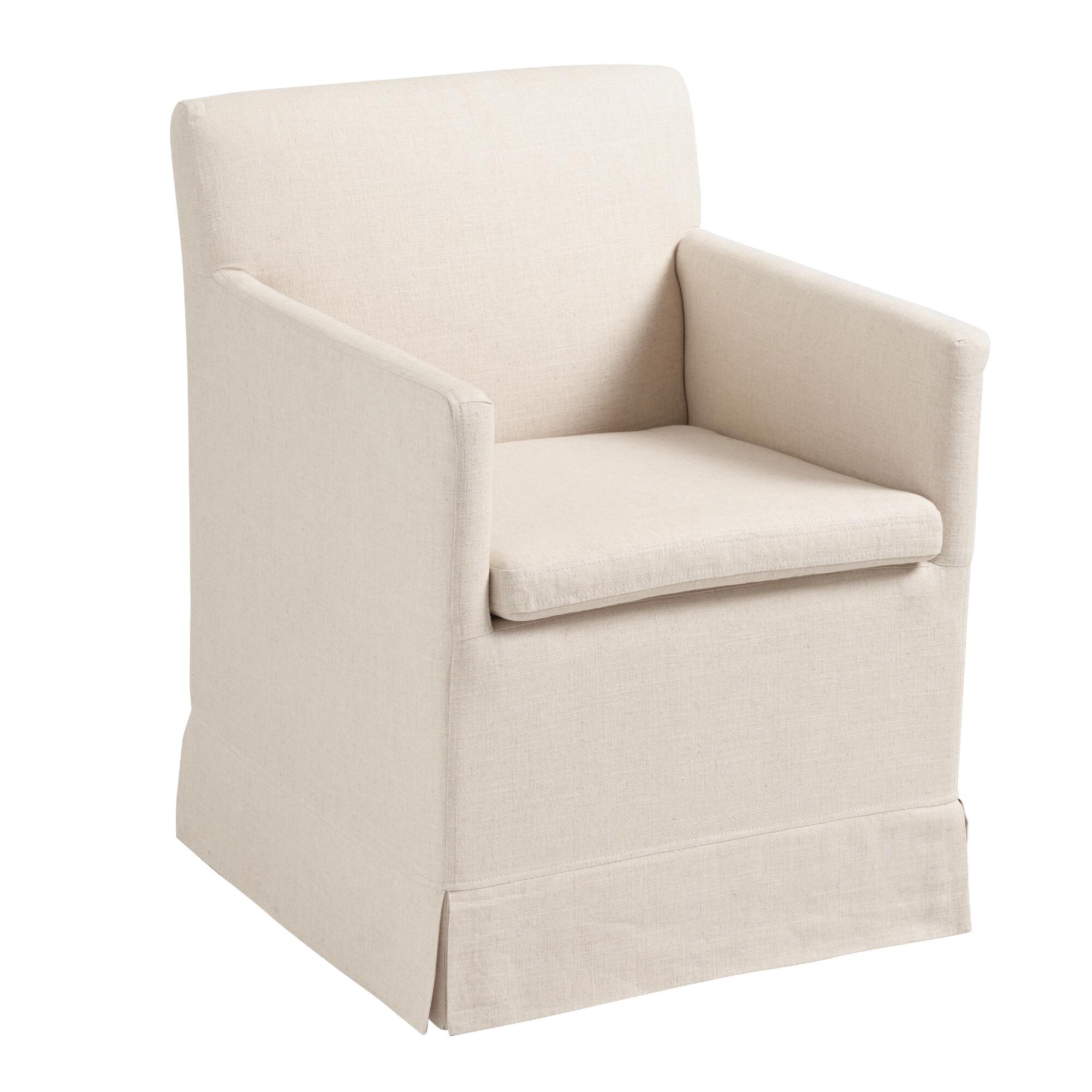 Linen Elena Upholstered Rolling Armchair by World Market