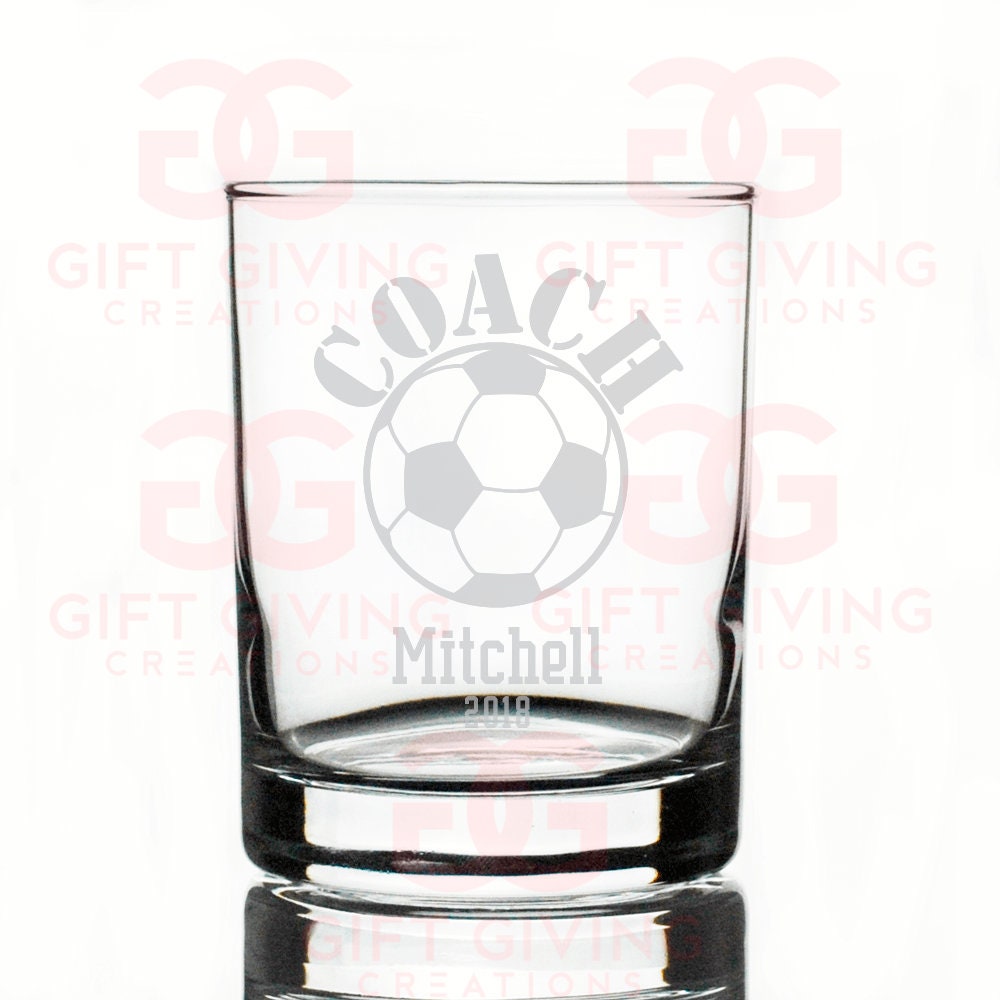 Custom Soccer Whiskey Glass, Gift For Coaches, Dad, Personalized Engraved Glass, Player, Best Coach