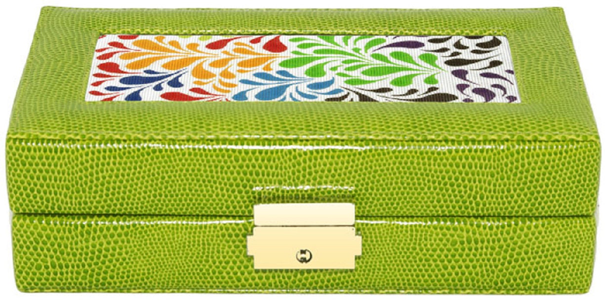 Needlepoint Lee Jewelry Case Leather Green-Free Us Shipping