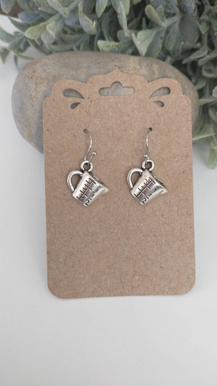 Measuring Cup Earrings, Tibetan Silver Gift For Cook, Chef, Cooking Stainless Steel Earrings