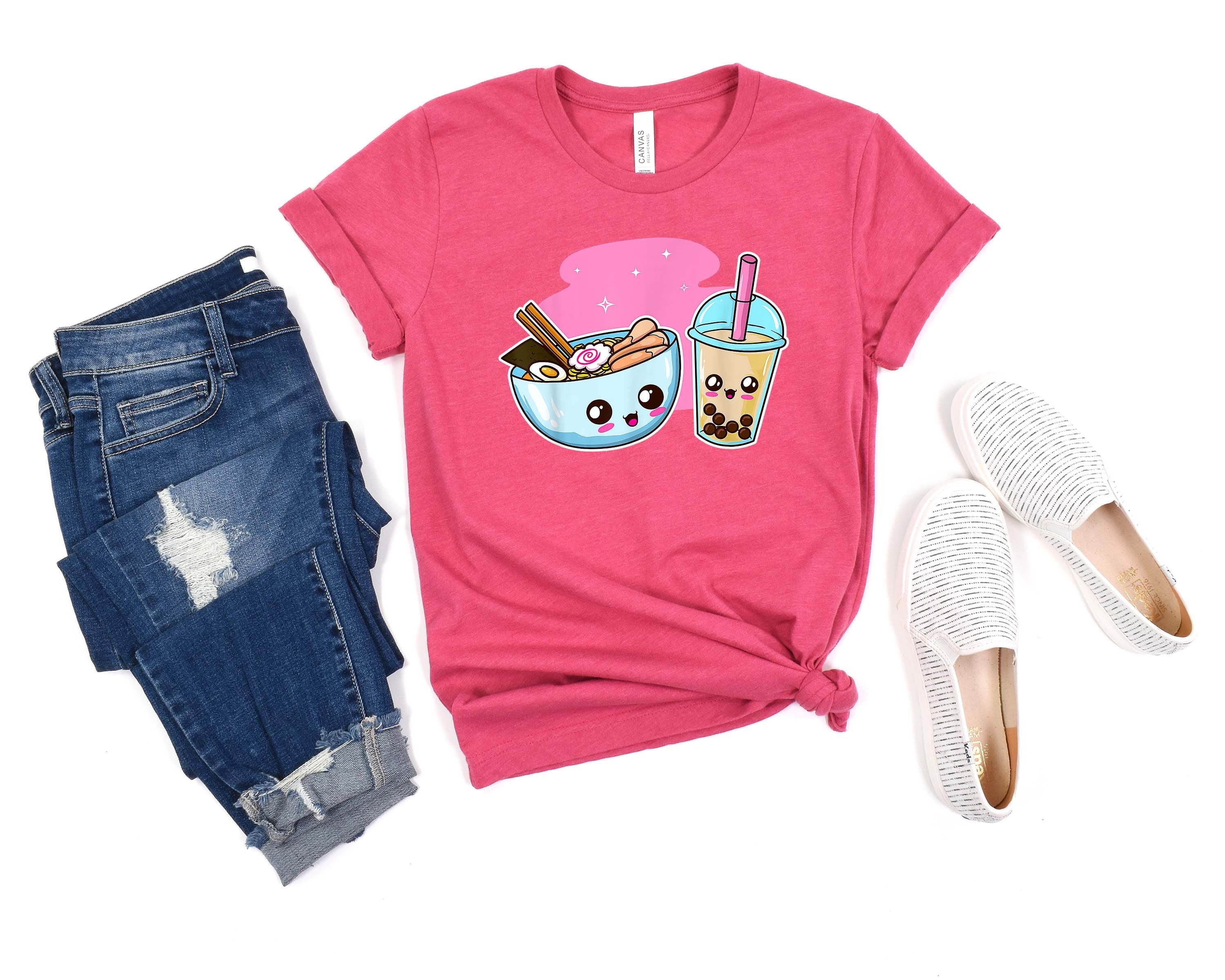 Ramen & Boba Apparel - Japanese Food Tshirt Friend Gift Cool Kawaii Shirt Fan For Valentine Day