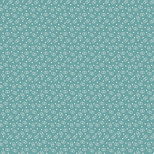 Lori Holt Cook Book Fabric By Riley Blake - Teal Ring Toss The 1/2 Yard Or Fat Quarter
