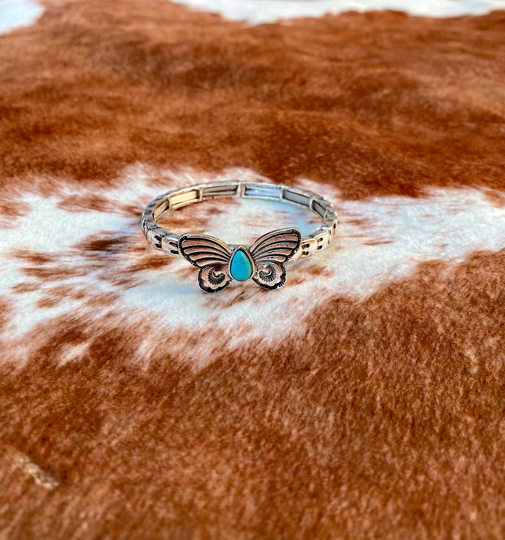 Western Butterfly Semi Stone Stretch Bracelet