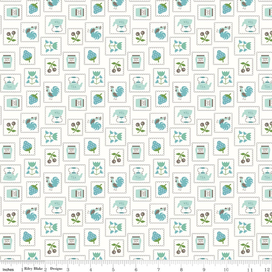 stamps - Cook Book Fabric Collection By Lori Holt For Riley Blake Designs C11757 Cottage 1/2 Yard