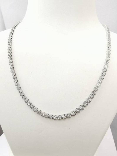 7 Carat Natural Diamond Tennis Necklace in 14K White Gold, Luxury Diamonds, Round Brilliant Cut, D Vvs2